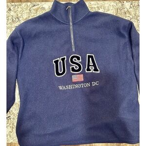 USA Washington D.C Sz Large L Pullover 1/4 Quarter Zip Fleece Sweatshirt VTG